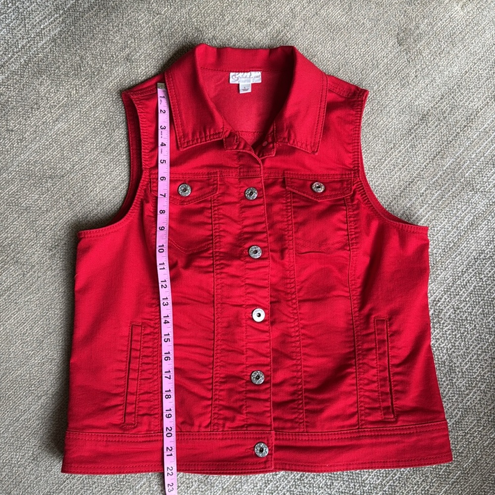 db Established 1962 Red Sleeveless Denim Vest Sz L - Picture 7 of 14